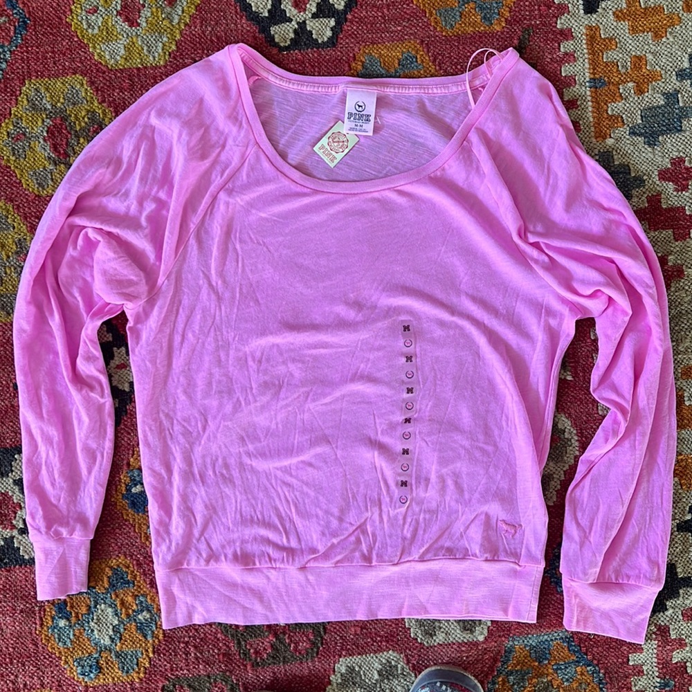 NWT PINK Victoria’s Secret University Pink Long Sleeve Shirt